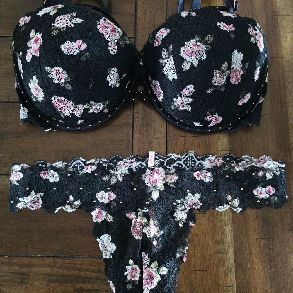 Victoria's Secret PINK Bra (36DD) & Thong (M) Set EUC